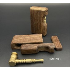 Walnut Metal Dugout With Brass Metal Hand Pipe (F703)